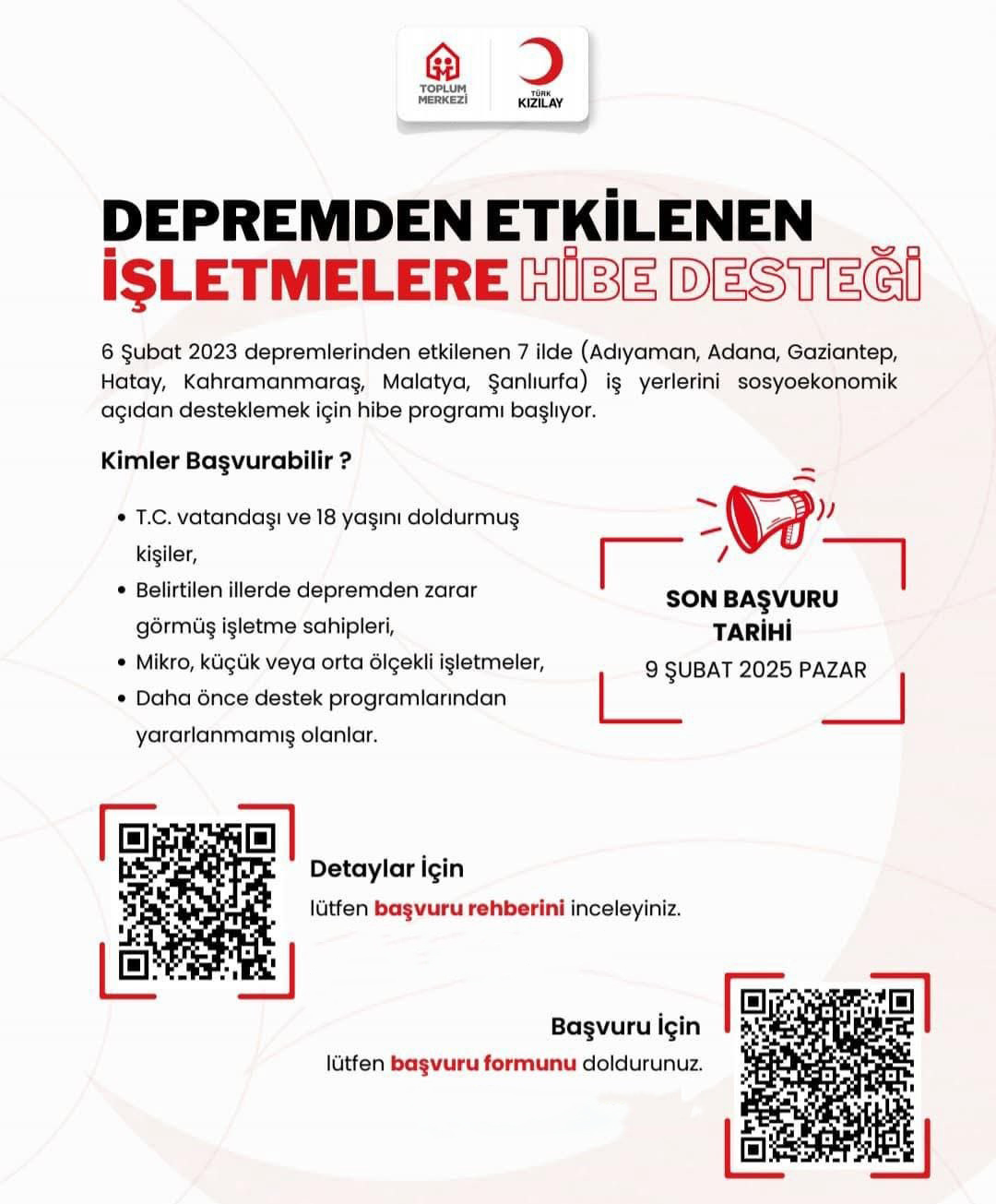 DEPREMDEN ETKİLENEN İŞLETMELERE HİBE DESTEĞİ