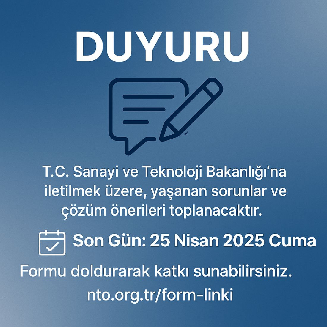 Üyelerimize Duyuru | Sorun ve Çözüm Önerileri Formu Hk.