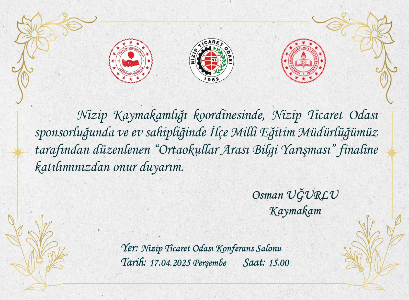 18. Ortaokullar Arası Bilgi Yarışması Finali – Davet