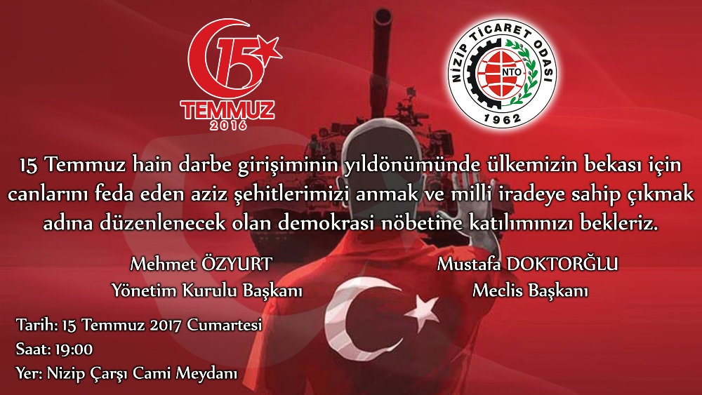 Demokrasi Nöbetine Katılımınızı Bekliyoruz